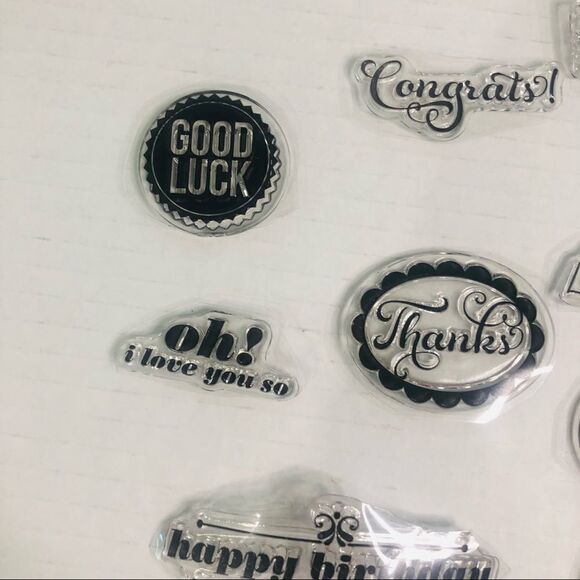 clear stamps words happy birthday hello good luck lot of 10 crafts journaling - Picture 4 of 6
